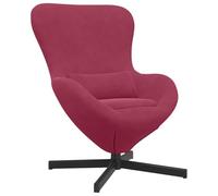 PUGYNBK Sillón Huevo Rojo Vino 63 x 73 x 90 cm Terciopelo | Giro 360 grados, respaldo curvo, acero y madera, para sala y dormitorio