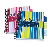 Pukka - Cuaderno de espiral doble (A5, 250 hojas microperforadas, 80 g/m², raya de 8 mm, tapa de polipropileno transparente, incluye separadores), color rosa y azul