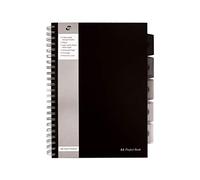 Pukka Pad - Cuaderno de espiral doble de tapa dura (A4, 250 hojas microperforadas, 80 g/m², raya de 8 mm, incluye separadores), diseño de rayas, color negro