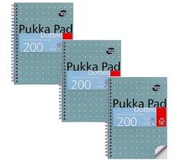 Pukka Pad, Cuaderno Jotta metálico punteado A5 para gráficos, arte, diario de viñetas - Paquete de 3-21 x 14,8 cm - Cuaderno de espiral con papel de 80 g/m² - Margen de 4 agujeros y perforación -