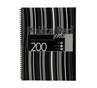 Pukka Pad Jotta Ref JP018-5 - Cuaderno de espiral doble (3 unidades, A4, 200 hojas microperforadas, 80 g/m², con margen, tapa de polipropileno), diseño de rayas, color blanco y negro