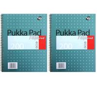 Pukka Pad, Libreta metálica A4 cuadriculada Jotta 3 Pack - 29,7 x 23 cm - Cuaderno de espiral con papel de 80 g/m² - Cuenta con 4 márgenes de perforación y bordes perforados - 200 páginas, verde