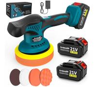 Pulidora Coche Inalambrica - 21V Pulidora Orbital Coche con 2 Baterías 4000mAh, 8 Velocidades Variables, 6000RPM, Pulidora Coche para Pulir, Encerar y Eliminar Arañazos del Coche