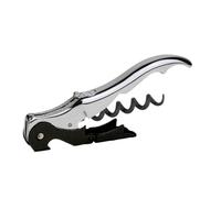 PULLTAP'S GENUINE Slider Boss 150 - Sacacorchos de camarero premium profesional - Fabricado en España - Con doble palanca articulada, navaja cortacápsulas tipo cúter y abrebotellas (Cromado + Negro)