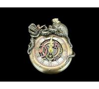 Pulpo en un reloj de estilo steampunk: Reloj de mesa con apariencia de bronce, pintado a mano, 15,5 cm × 6 cm × 20,5 cm, modelo WU77802A4