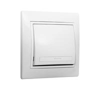 Pulsador de campana blanco, serie Europa, diseño moderno para instalación eléctrica, ideal en hogares y oficinas.