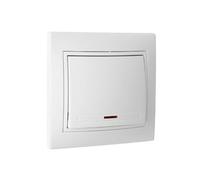 Pulsador de luz luminoso blanco, serie Europa, para control de iluminación y automatización en entornos domésticos y comerciales.