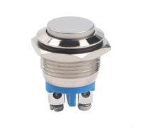 Pulsador de metal de 16 mm, cierre momentáneo, 12 V, 2 A, latón niquelado, redondo, autorreposicionable, para circuito de control, contactor para relé, instalación eléctrica, industria, comercio, 1