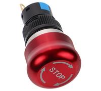 Pulsador de Parada de Emergencia Rojo 16mm, Latón Niquelado | Seguridad Mejorada, Cabezal Rojo Visible, 3 A/250 V, para Paneles y Estaciones de Control Industrial