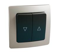 Pulsador doble empotrar plata/gris