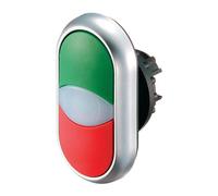 Eaton Pulsador doble M22-DDL-GR-X1/X0 Retorno y lámpara de señalización, IP66, Verde/Rojo, Caja de 5