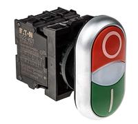 Eaton Pulsador M22-DDL-GR-X1/X0/K11/230-W 22 mm doble, indicador LED, 1 NO+LED 85–264 V AC