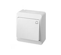 Pulsador estanco IP65, botón de acción rápida, resistente al agua, ideal para aplicaciones exteriores y entornos industriales.
