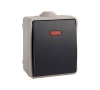 Pulsador estanco luminoso IP54, diseño robusto y resistente, ideal para entornos húmedos y aplicaciones industriales.