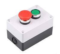 Pulsador interruptor verde con función de apagado de emergencia, 415 V, 10 A, autobloqueo, sin contactos, conexión rápida, carcasa de plástico para control eléctrico en exteriores, color blanco, 11 x