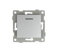 Pulsador luminoso empotrable de titanio, con diseño elegante y funcional, ideal para mejorar la visibilidad y control en sistemas eléctricos.