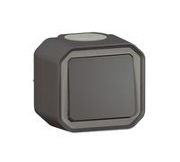 Legrand Pulsador Plexo impermeable antracita 10 A IP55 IK08, completo para fijación de saliente