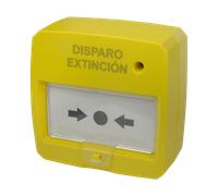 Pulsador rearmable - Especial para panel de extinción - Activación manual - Instalación en superficie - Rearmado con la mano o por llave
