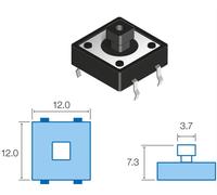 Pulsador tacto 12x12mm altura total 7,3mm