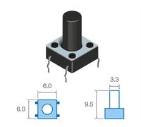 Pulsador tacto 6x6mm altura total del boton 9,5mm tact-69k-f