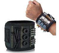 Pulsera magnética para sujetar tornillos, clavos, brocas, cinturones portaherramientas de muñeca con imanes fuertes, artilugios geniales para hombres, mujeres 3 filas de 9 imanes