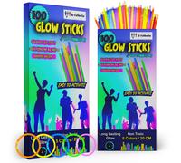 Pulseras Luminosas Fluorescentes 100 Barras Luminosas + 100 Conectores Regalo Fiesta de Cumpleaños Boda y Eventos Decoración Navidad Pack de Palos de Neón MARCA EL FUTBOLIN