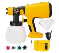 Pulverizador de pintura inalámbrico para batería Dewalt de 18 V, pistola eléctrica inalámbrica sin escobillas, tanque de 1000 ml, 3 patrones ajustables, 4 boquillas de pulverización para vallas