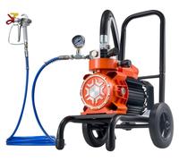 Pulverizador de pintura sin aire con diafragma, de 900 W, con carro para facilitar el transporte. Pulverizador de pintura sin aire de alta presión (2200 psi), con tubo de extensión, aguja de limpieza
