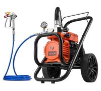 Pulverizador de pintura sin aire con membrana, de 2000 W, con carro para facilitar el transporte. Pulverizador de pintura sin aire de alta presión (3300 psi), con tubo de extensión, aguja de limpieza