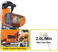 Pulverizador de pintura sin aire VEVOR, con una potencia de 2000W/2200W, caudal de 2L/min, y potencia de 2200W