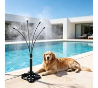 Pulverizador de refrigeración de pie, rotatorio de 360°, para terraza, altura regulable, con 4 boquillas, sistema de refrigeración con válvula y soporte para jardín, patio, piscina (63 cm)