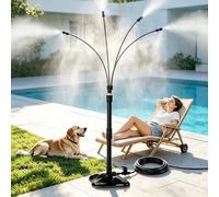 Pulverizadores de pie para Patio Exterior,Altura Regulable de 51 a 89 cm,Nebulizador Terraza con Boquillas de latón,Sistema de Nebulización,Rociador de Agua Portátil con Manguera de 8 m