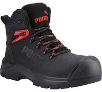Puma Safety - Calzado de seguridad para hombre "Iron", cuero, modelo FS11245 (talla 40,5 EU) (negro/rojo)