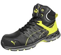 PUMA Safety Velocity 2.0 Yellow Mid - Zapatos de Seguridad para Hombre S3 ESD HRO SRC con Tapa de Fibra de Vidrio antiperforación, Antideslizante, sin Metal, Negro/Amarillo, 42 EU