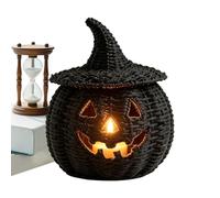 Pumpkin Statue with Candle - Gothic Resin Desk Decor | Halloween Light