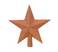 Punta de plástico para árbol de Navidad, 19 cm, estrella con purpurina, decoración para árbol de Navidad y decoración de árbol de Navidad, color naranja cálido