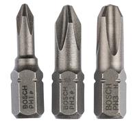 Bosch 2 607 001 752 - Set de 3 puntas de atornillar extraduras (PH) - PH1; PH2; PH3; 25 mm (pack de 3)