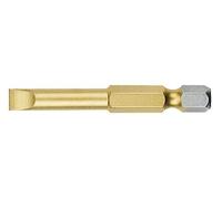 Punta plana estándar de 1/4" larga con acabado de estaño, ideal para precisión en tareas de ensamblaje y desarme.