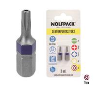 Puntas destornillador torx 15 inviolable (2 piezas). acero s2 al cromo