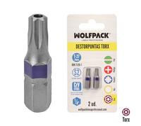 Puntas destornillador torx 27 inviolable (2 piezas). acero s2 al cromo