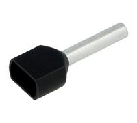 Puntera hueca preaislada doble cable 1,5mm² longitud 12mm negro bm006