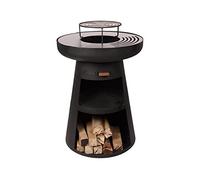 PUR LINE | Barbacoa de acero con parrilla de acero inoxidable y función brasero - Barbacoa Diámetro 60 cm, incluye funda impermeable, cajón cenicero y espacio para leña