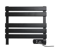 Toallero eléctrico compacto en aluminio color negro. display led con temperatura de la estancia. función secado toallas 2 horas.