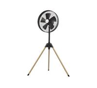 PUR LINE | Ventilador de Pie Trípode Vintage con Oscilación Automática - 3 Velocidades, Altura Ajustable, 5 Aspas Metálicas y Diseño Exclusivo en Acabado Madera