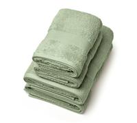Pure Cotton - Juego de 4 Toallas de baño de algodón Peinado, 570 g/m², con Certificado Oeko-Tex, Lavable a máquina a 40 °C, 2 Toallas (50 x 100 cm) + 2 (70 x 140 cm), Color Verde Almendra