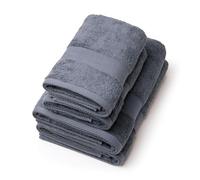 Pure Cotton - Juego de 4 Toallas de baño de algodón Peinado, 570 g/m², con Certificado Oeko-Tex, Lavable a máquina a 40 °C, 2 Toallas (50 x 100 cm) + 2 (70 x 140 cm), Color Azul y Gris
