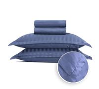 Pure Cotton Juego de Cama de 4 Piezas para 2 Personas, 100% satén de algodón, 200 Hilos, 120 g/m², Öko-Tex, sábana Bajera de 230 x 290 cm, sábana Bajera Ajustable de 180 x 200 x 30 cm, 2 Fundas de