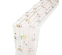 PureBowlic Bandera de mesa bordada floral para camino de 180 x 75 cm, tela de poliéster rosa y verde para comedor, decoración de cocina, elegante tema rústico, fácil mantenimiento, lavable (rosa)