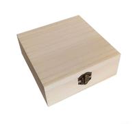 PureBowlic Caja de almacenamiento rectangular de madera con hebilla de metal vintage, baúl de joyería de madera natural para organización de escritorio de oficina en casa, estuche decorativo compacto