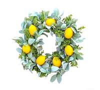 PureBowlic Guirnalda de limón de simulación de 35 cm, decoración colgante de vid de frutas artificiales para puerta Forchen, interior y exterior, plástico, amarillo y verde, corona sintética baja